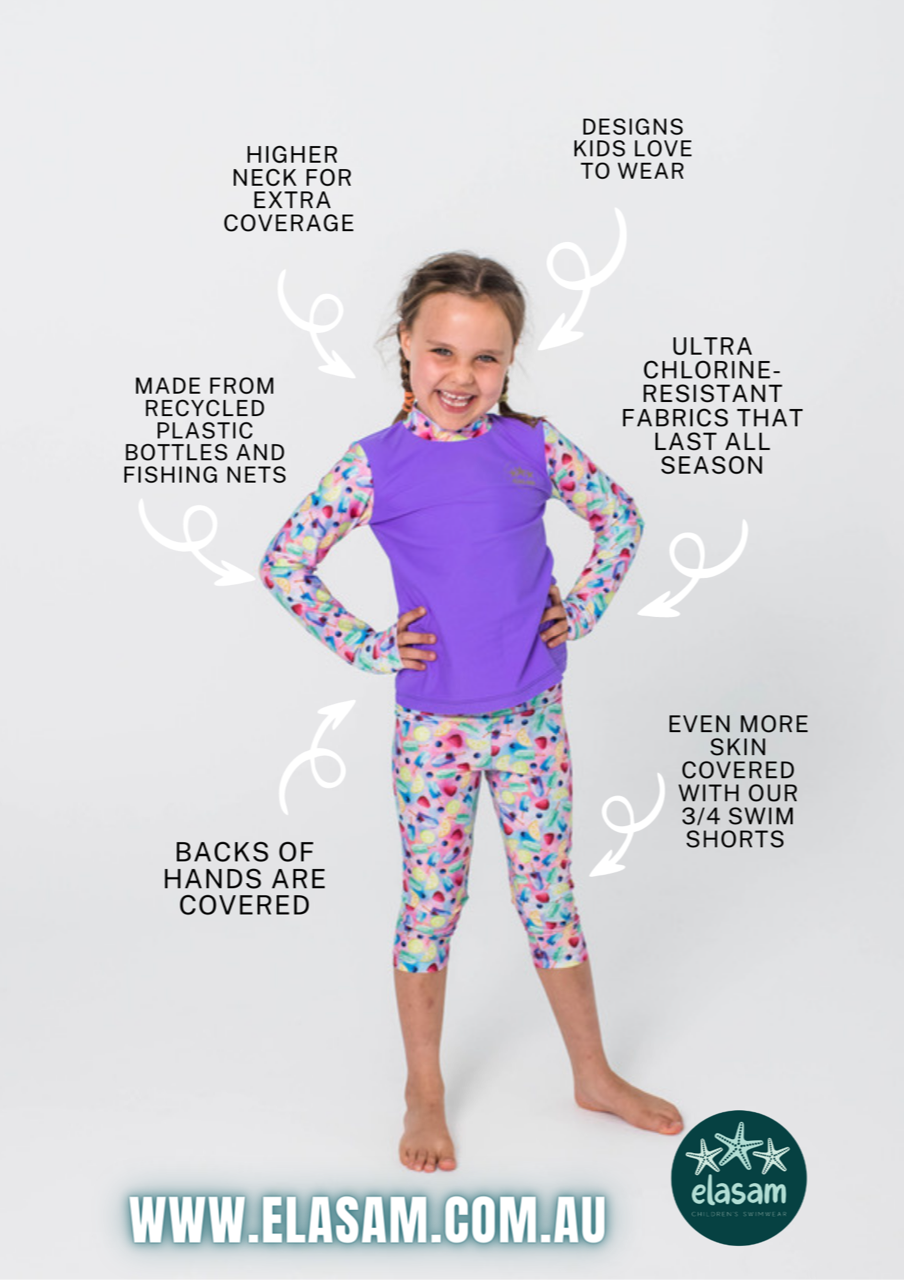 Anything is Popsicle 3/4 Bundle - UPF50 Children’s Long-sleeve Rashie, 3/4 Popsicle Swim Shorts & matching Wet Bag