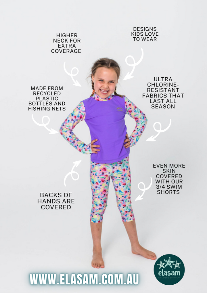 Anything is Popsicle 3/4 Bundle - UPF50 Children’s Long-sleeve Rashie, 3/4 Popsicle Swim Shorts & matching Wet Bag