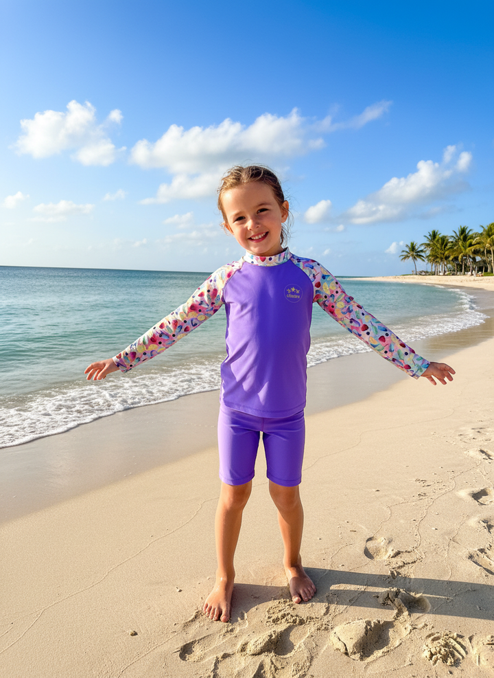 Children's UPF50+ Swim Shorts above-knee - Purple