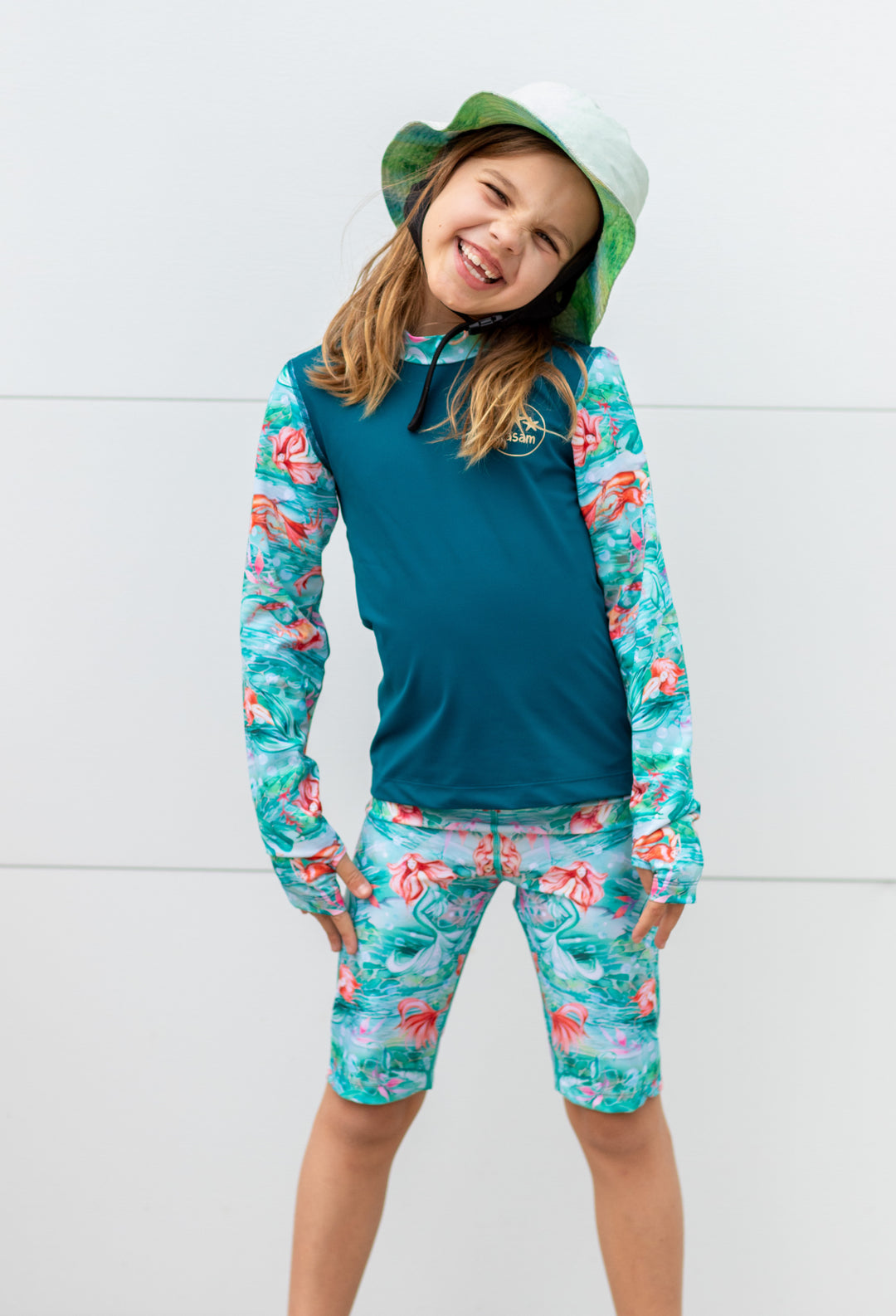 Mer-made with Love Children's Rashie and Swim Shorts set plus FREE matching Wet Bag