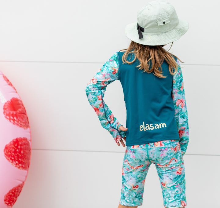 Mer-made with Love Children's Long Sleeve Rashie - teal
