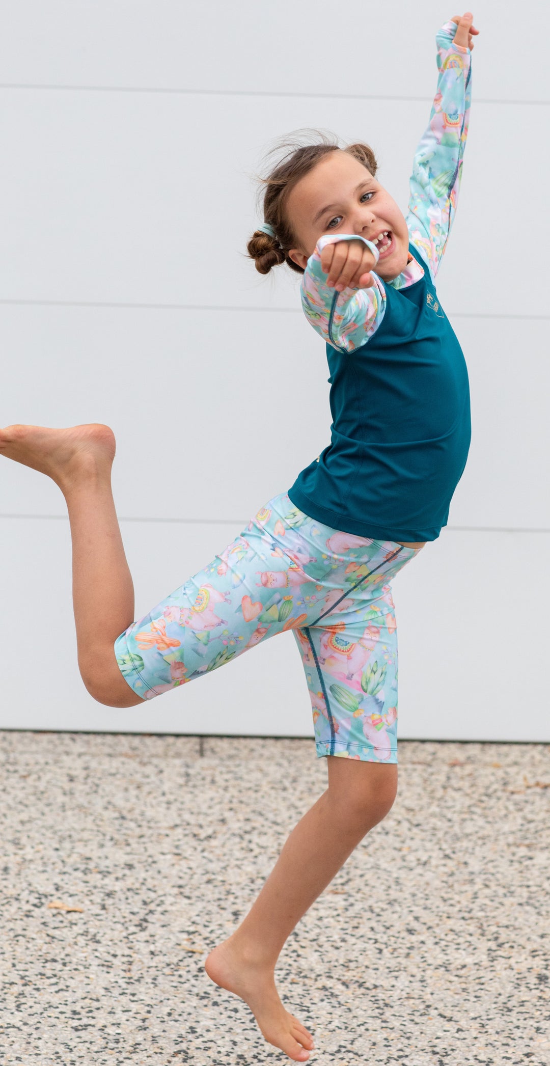 Alpaca Dreams Children's Long Sleeve Rashie - teal