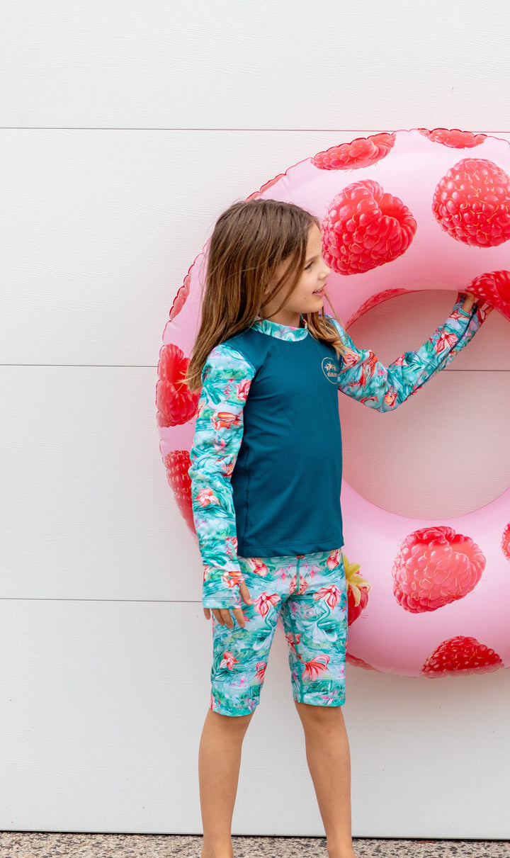 Mer-made with Love Children's Long Sleeve Rashie - teal
