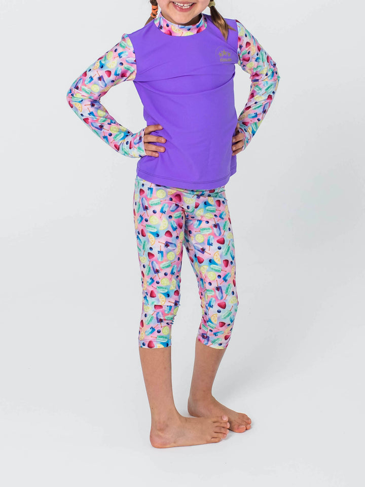 Anything is Popsicle! (purple) Children's Long Sleeve Rashie